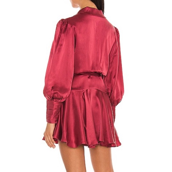 Wrap Mini Dress in Burgundy - Picture 3 of 4